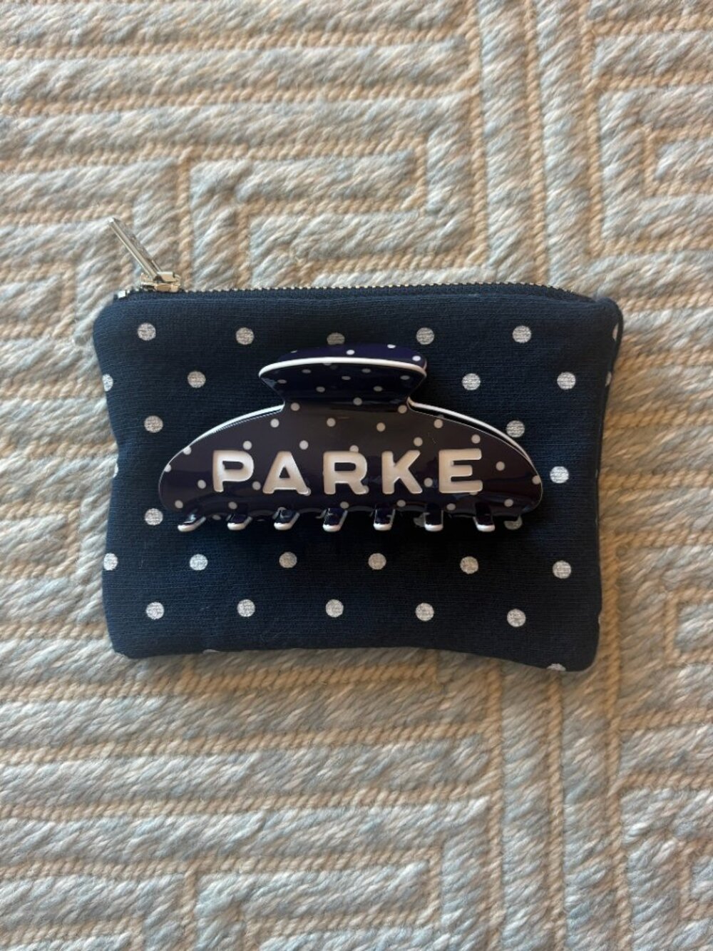 PARKE Navy & White Polka Dot Claw Clip 🎀